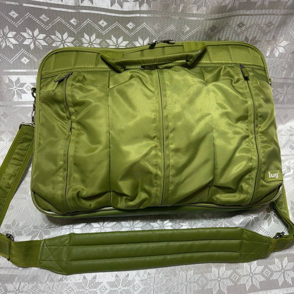 Lug Flatbed Slim Laptop Travel Bag Unisex Olive Green